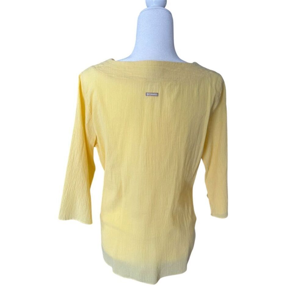 Columbia V-Neck 3/4 Sleeve Yellow Knit Top Size Medium - Picture 4 of 7